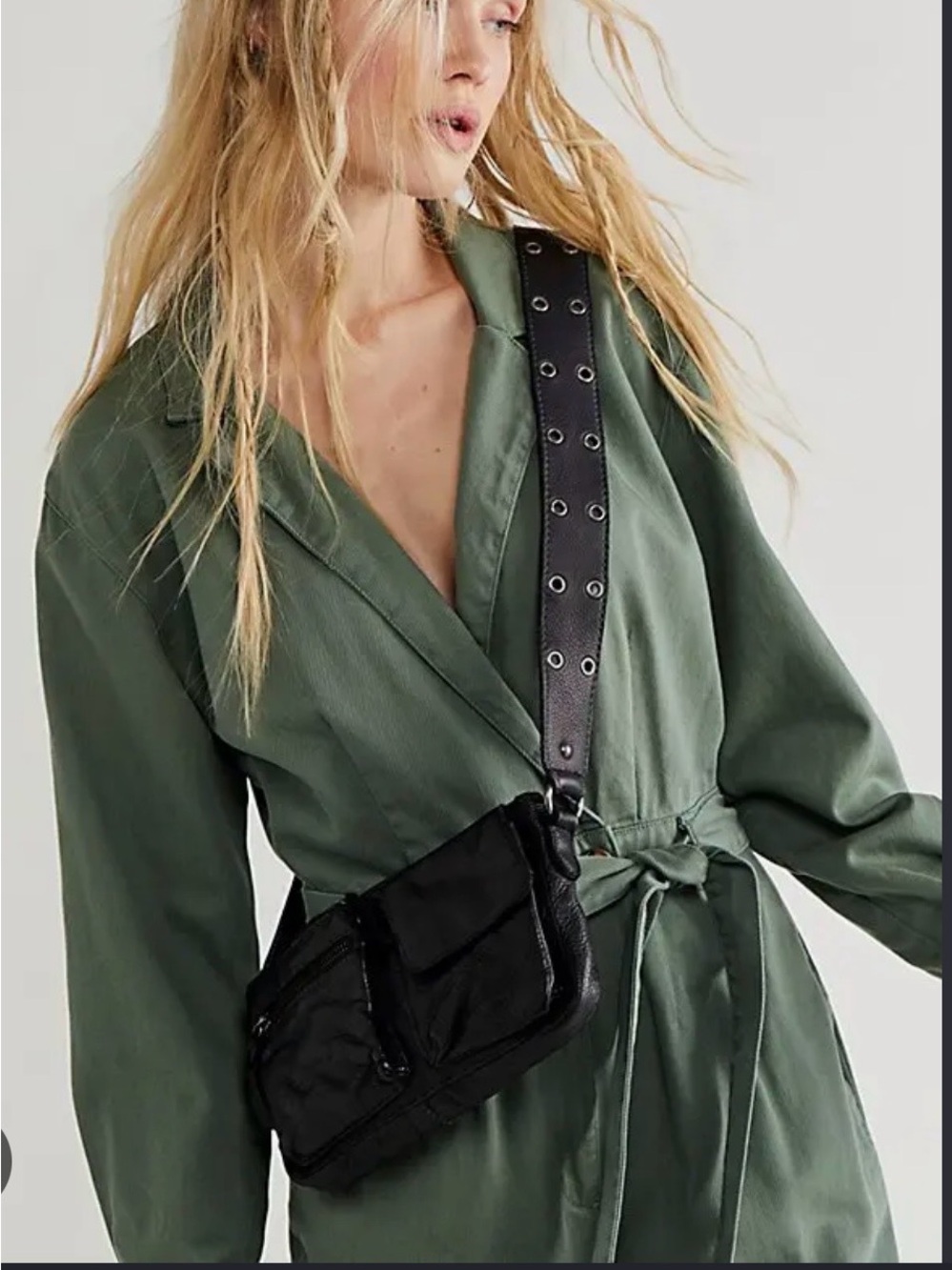 Free People Wade black sling bag with wide grommet strap